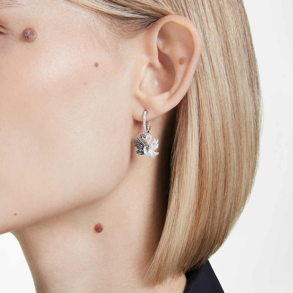 Swan drop earrings